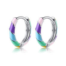 Vintage Enamel Small Hoop Earrings Trendy Geometric Statement Round Circle Enamel Earrings